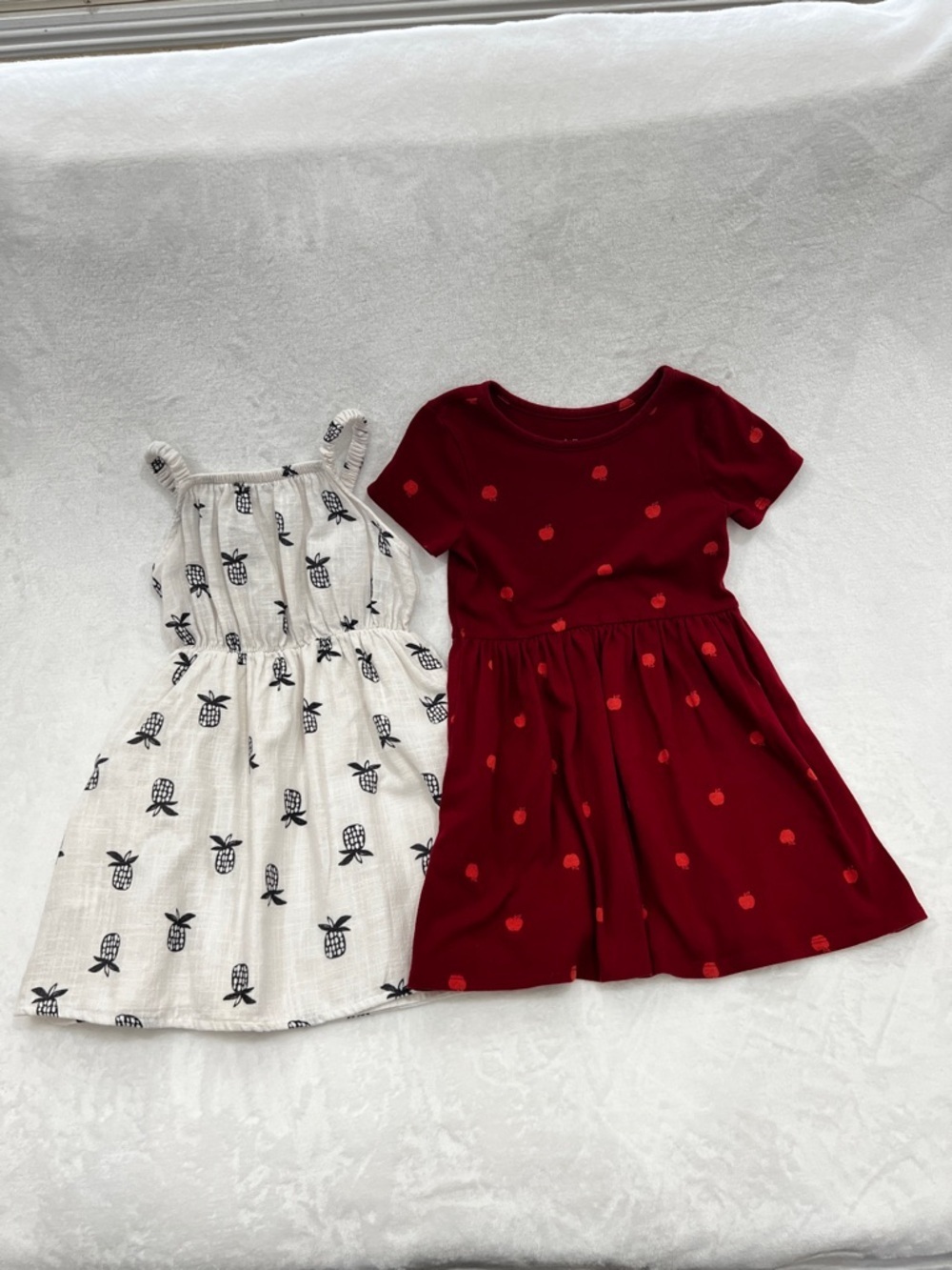 Lot of Two Dress Cat & Jack Girls Kids Size 5T Fruit Prints Red Cream